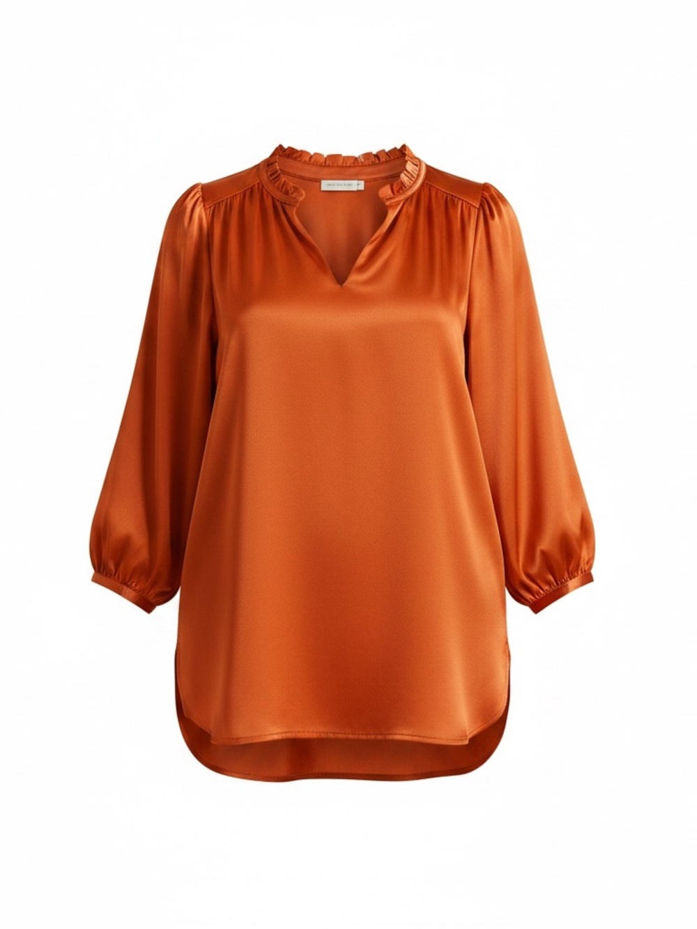 Anne Klein Satin V-Neck Tunic in Burnt Orange